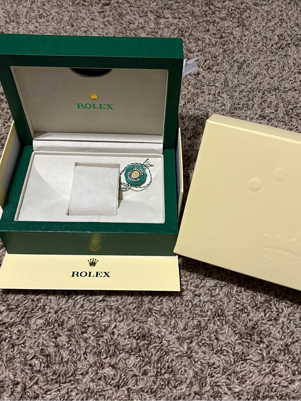 Rolex Large Wooden Presentation Watch Box Set Green & Cream - Picture 5 of 8